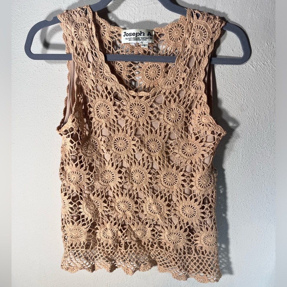 Joseph A Vintage Openwork Crochet Unique Tank Top Size Small